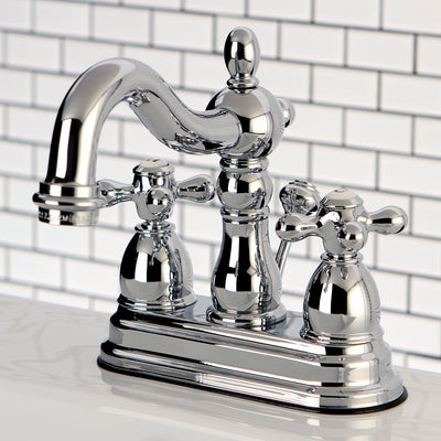 Kingston Brass Chrome 2 Handle 4" Centerset Bathroom Faucet w Pop-up KS1601AX