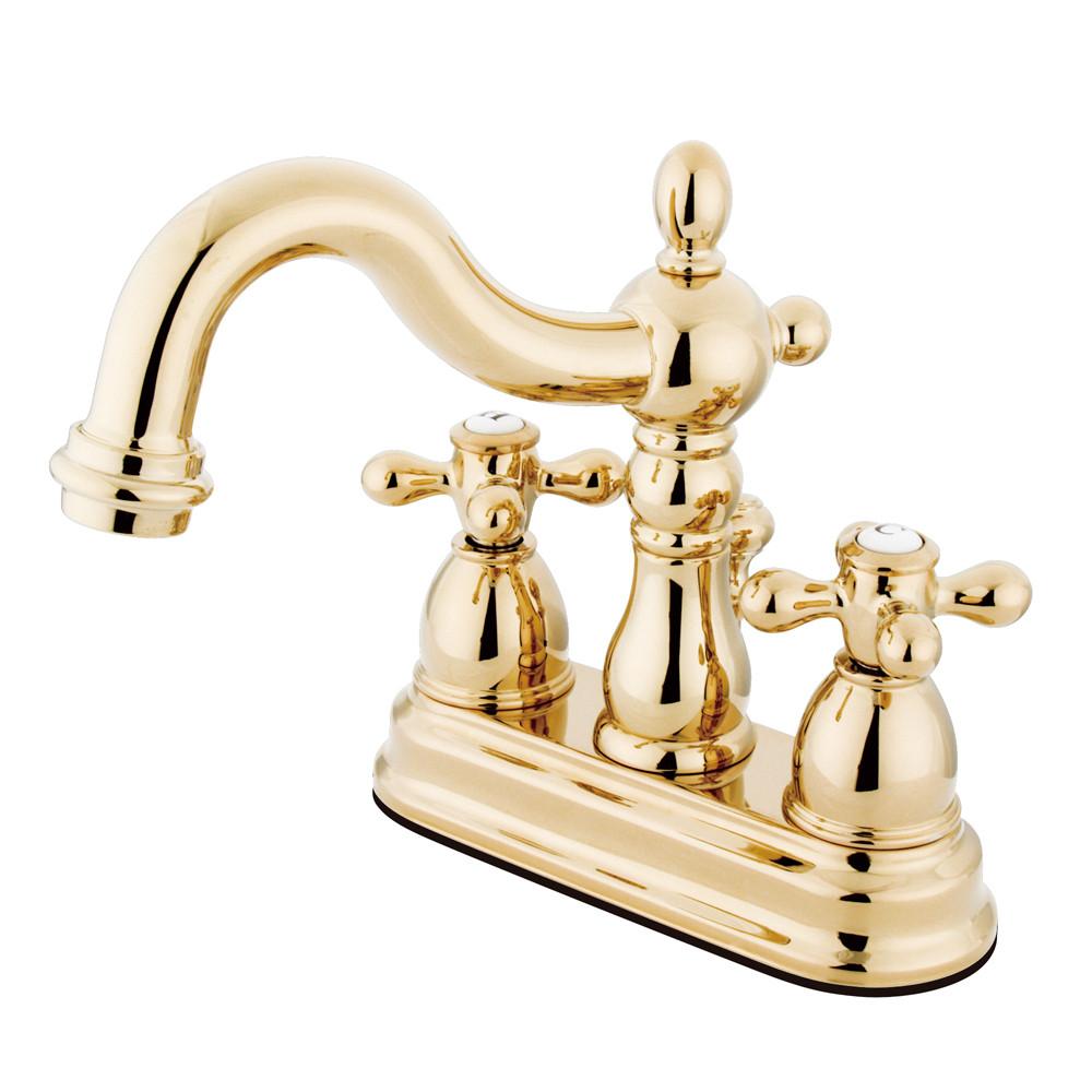 Kingston Polished Brass 2 Handle 4" Centerset Bathroom Faucet w Pop-up KS1602AX
