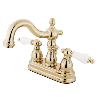 Kingston Polished Brass 2 Handle 4" Centerset Bathroom Faucet w Pop-up KS1602PL