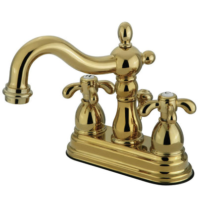Kingston Polished Brass French Country 4" Center Set Bathroom Faucet KS1602TX