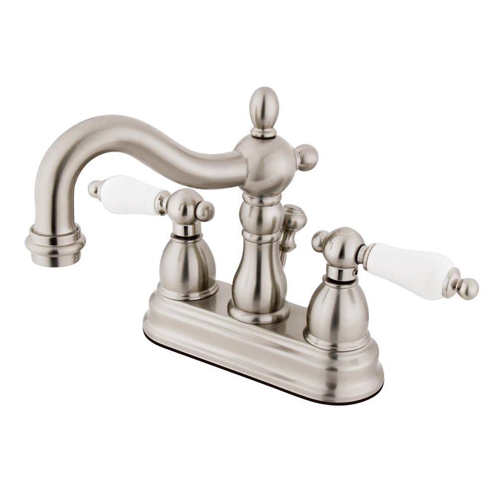 Kingston Satin Nickel 2 Handle 4" Centerset Bathroom Faucet w Pop-up KS1608PL