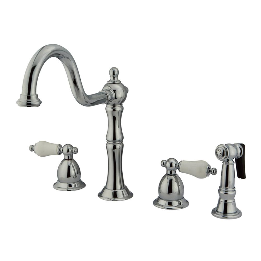 Kingston Chrome Double Handle Kitchen Faucet with Brass Side Sprayer KS1751PLBS