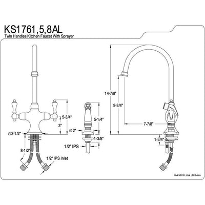 Kingston Oil Rubbed Bronze Adjustable Spread Kitchen Faucet w Sprayer KS1765AL
