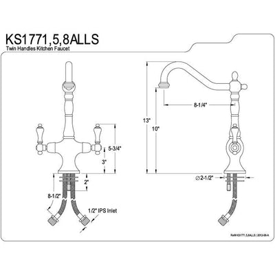 Kingston Brass Chrome 2 Handle Single Hole Kitchen Faucet KS1771ALLS