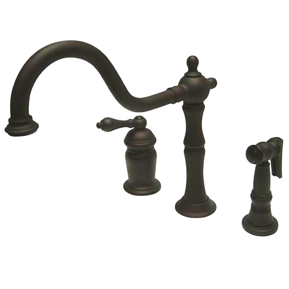 Oil Rubbed Bronze Single Handle Widespread Kitchen Faucet w Spray KS1815ALBS
