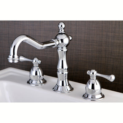 Kingston Chrome 2 Handle 8" to 14" Widespread Bathroom Faucet w Pop-up KS1971BL