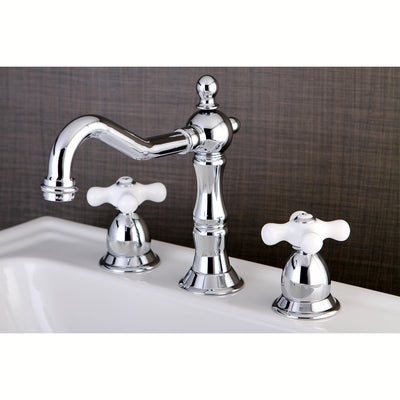 Kingston Chrome 2 Handle 8" to 14" Widespread Bathroom Faucet w Pop-up KS1971PX