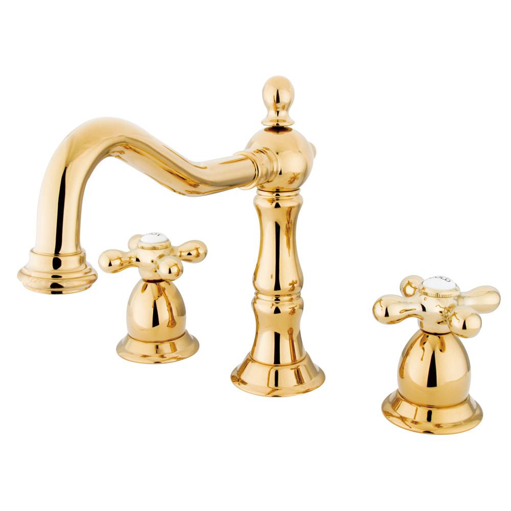 Kingston Polished Brass 2 Handle Widespread Bathroom Faucet w Pop-up KS1972AX