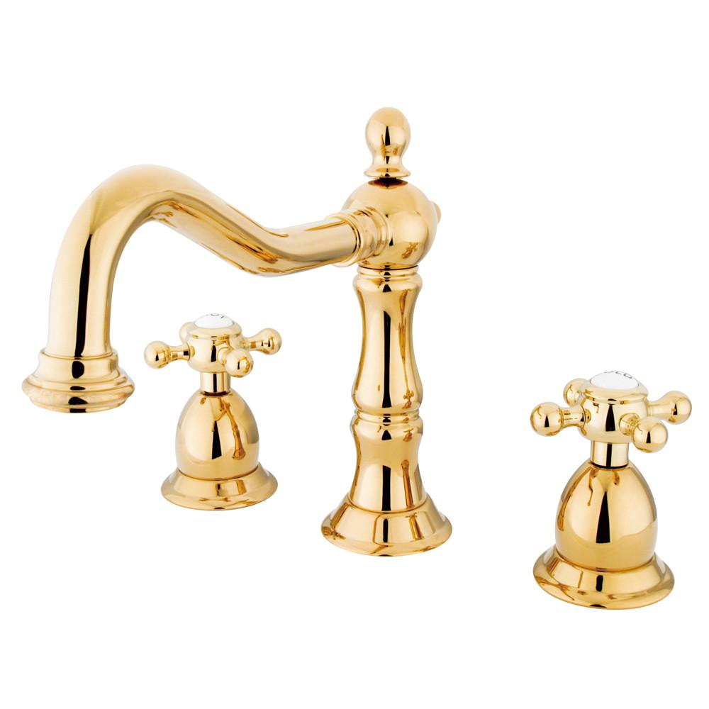 Kingston Polished Brass 2 Handle Widespread Bathroom Faucet w Pop-up KS1972BX