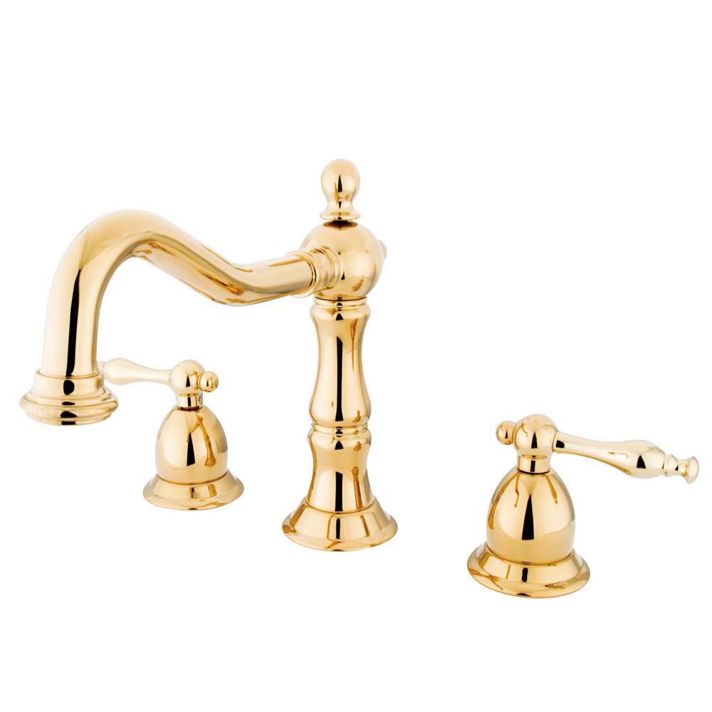 Kingston Polished Brass 2 Handle Widespread Bathroom Faucet w Pop-up KS1972NL