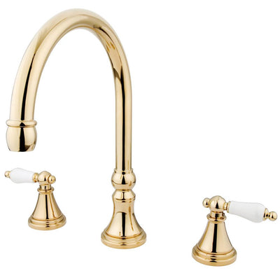 Kingston Brass Polished Brass Two Handle Roman Tub Filler Faucet KS2342PL