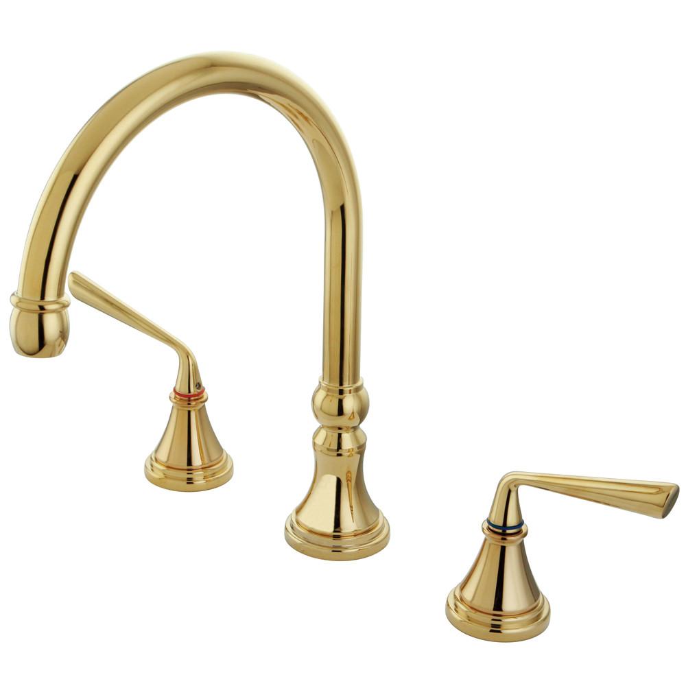 Kingston Silver Sage Polished Brass Bathroom Roman Tub Filler Faucet KS2342ZL
