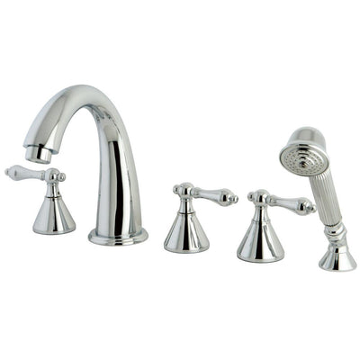 Chrome Roman Three Handle Roman Tub Filler Faucet w Hand Shower KS23615AL