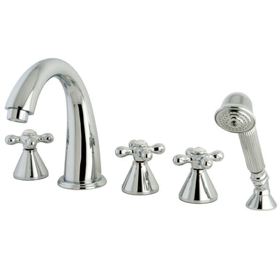 Chrome Roman Three Handle Roman Tub Filler Faucet w Hand Shower KS23615AX