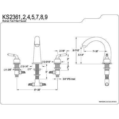Kingston Brass Chrome Two Handle Roman Tub Filler Faucet KS2361