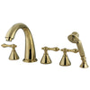 Polished Brass 3 handle Roman Tub Filler Faucet w Hand Shower KS23625AL