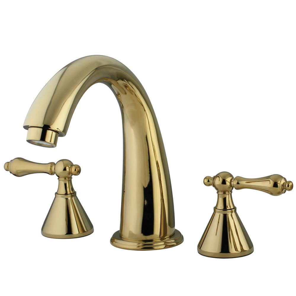 Kingston Brass Polished Brass Naples Two Handle Roman Tub Filler Faucet KS2362AL