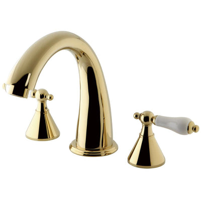 Kingston Brass Polished Brass Naples Two Handle Roman Tub Filler Faucet KS2362PL