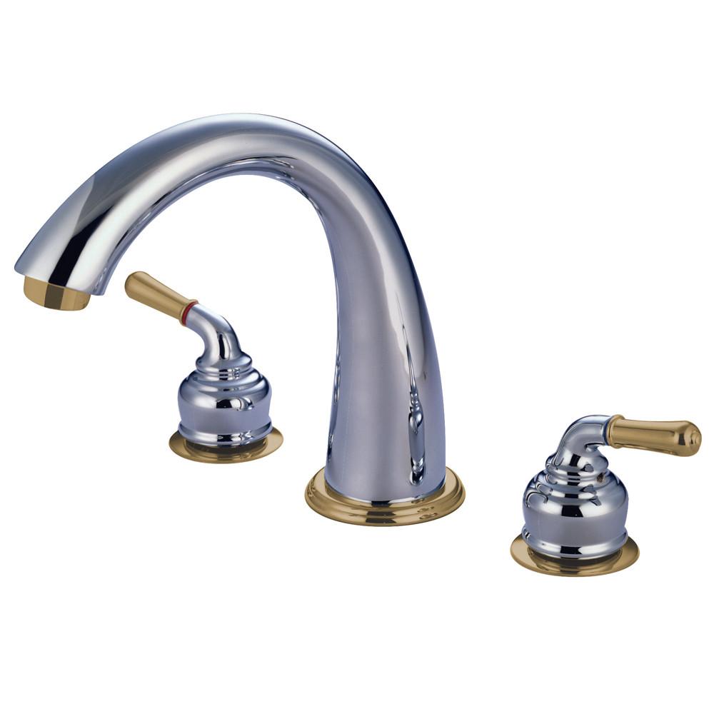 Kingston Chrome / Polished Brass Two Handle Roman Tub Filler Faucet KS2364
