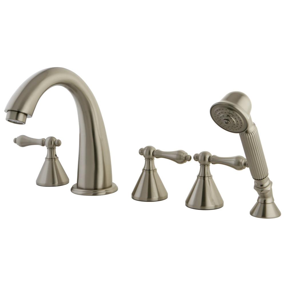 Satin Nickel 3 handle Roman Tub Filler Faucet with Hand Shower KS23685AL