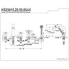 Satin Nickel 3 handle Roman Tub Filler Faucet with Hand Shower KS23685AX