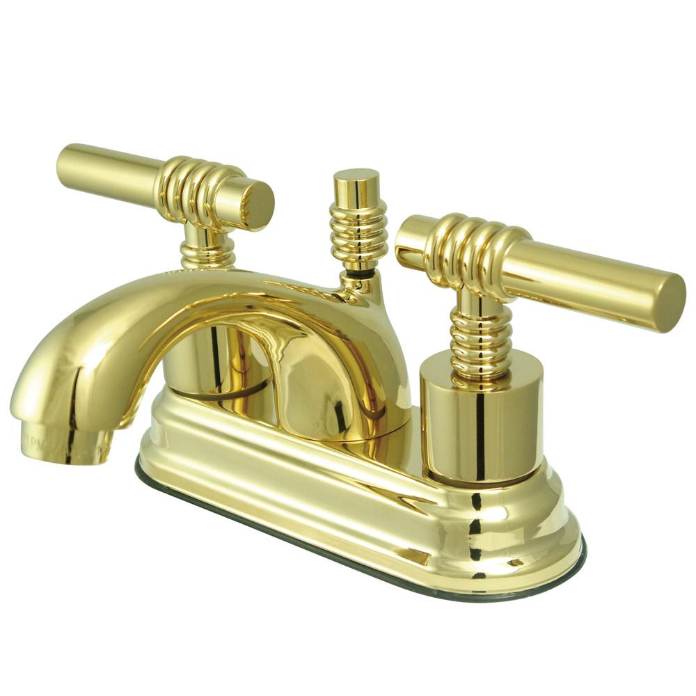 Kingston Polished Brass 2 Handle 4" Centerset Bathroom Faucet w Pop-up KS2602ML