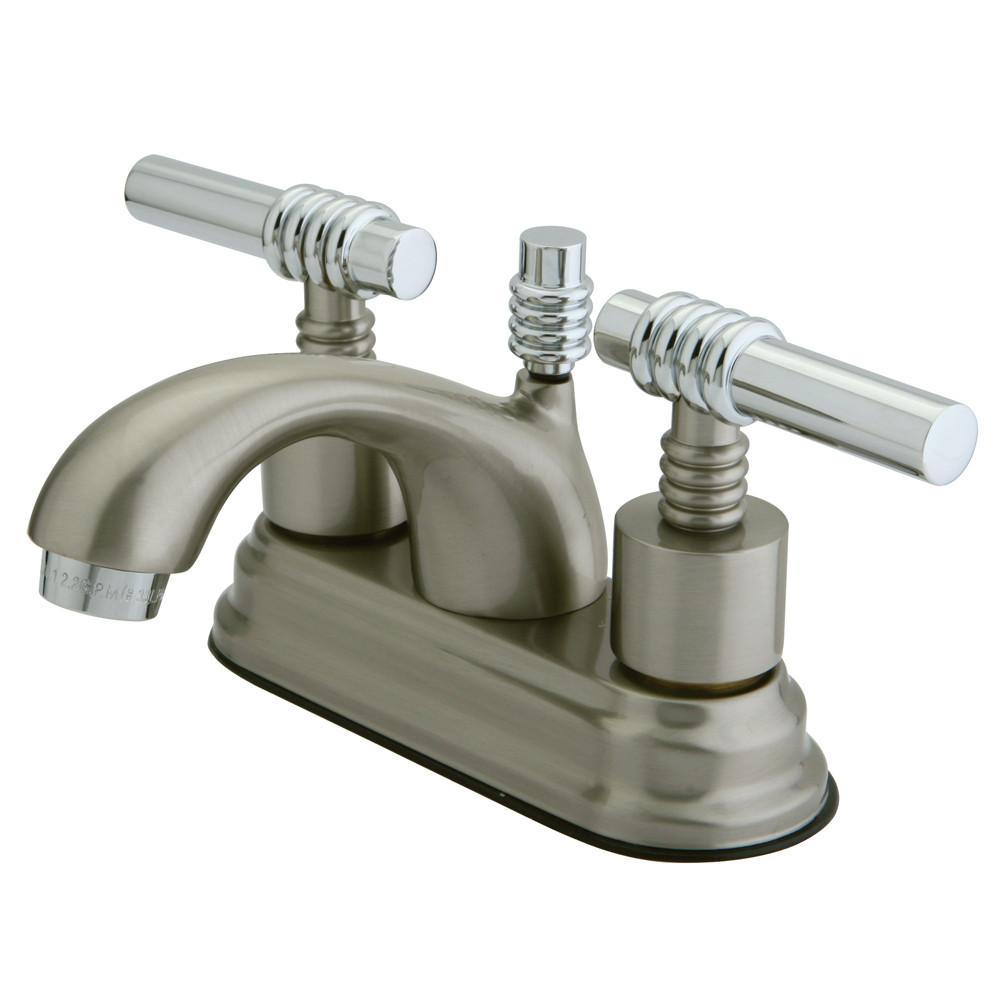 Kingston Satin Nickel/Chrome 4" Centerset Bathroom Faucet w Pop-up KS2607ML