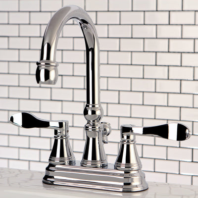 Kingston Chrome NuFrench 4" centerset Bathroom faucet w Drain KS2611DFL