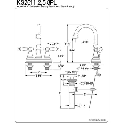 Kingston Brass Chrome 2 Handle 4" Centerset Bathroom Faucet w Pop-up KS2611PL