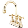 Kingston Polished Brass 2 Handle 4" Centerset Bathroom Faucet w Pop-up KS2612KX