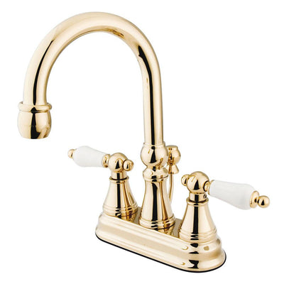 Kingston Polished Brass 2 Handle 4" Centerset Bathroom Faucet w Pop-up KS2612PL
