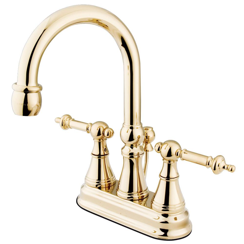 Kingston Polished Brass 2 Handle 4" Centerset Bathroom Faucet w Pop-up KS2612TL