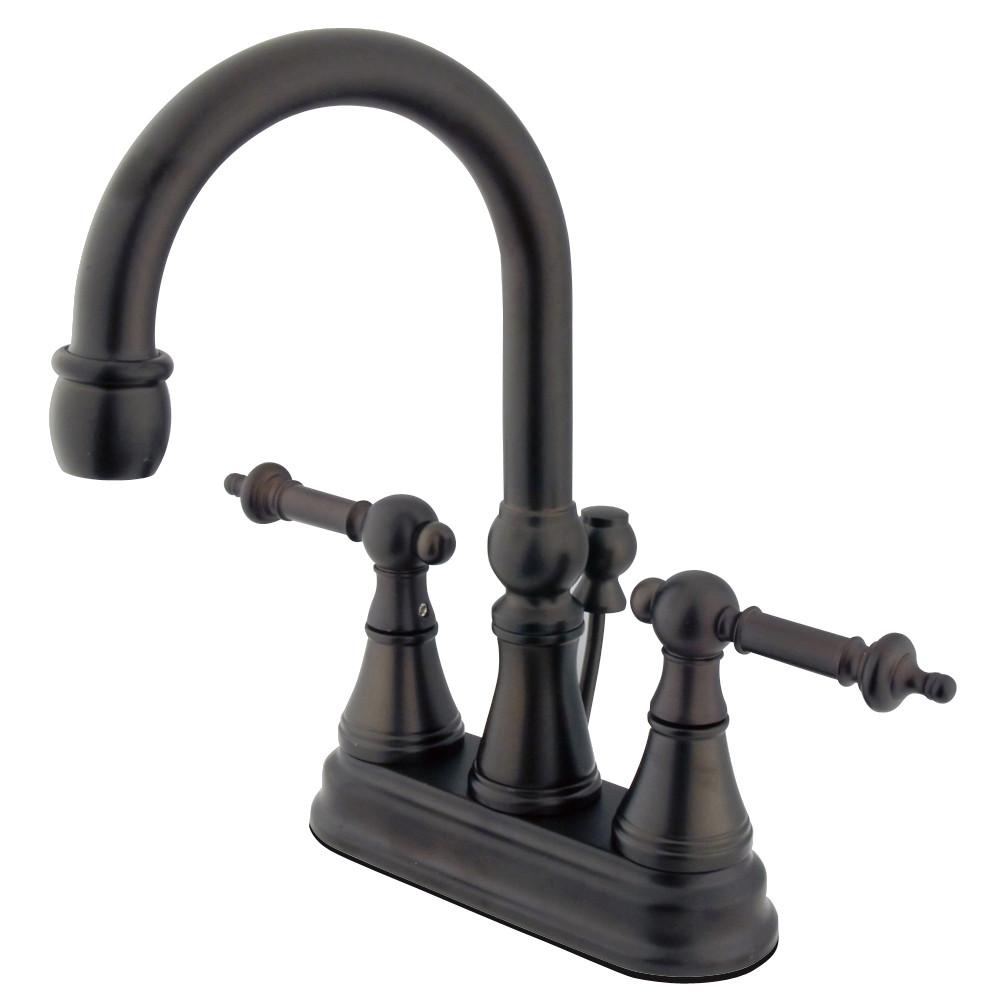 Kingston Oil Rubbed Bronze 2 Handle 4" Centerset Bathroom Faucet KS2615TL