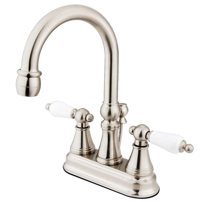 Kingston Satin Nickel 2 Handle 4" Centerset Bathroom Faucet w Pop-up KS2618PL