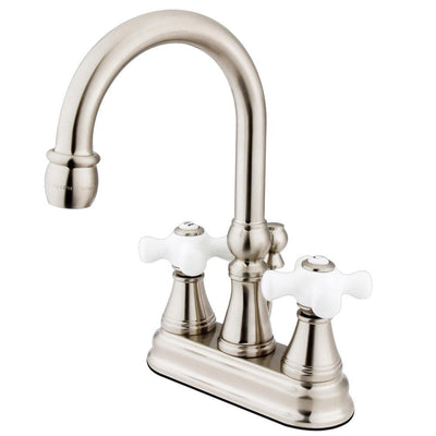Kingston Satin Nickel 2 Handle 4" Centerset Bathroom Faucet w Pop-up KS2618PX