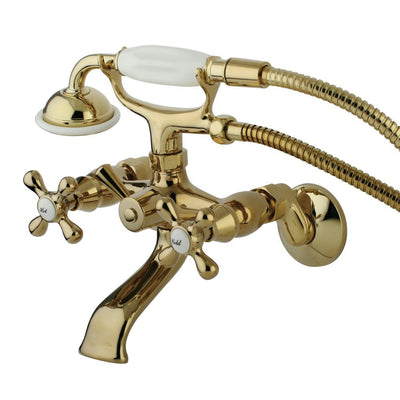 Kingston Polished Brass Tub wall Mount Clawfoot tub Faucet w Hand Shower KS265PB