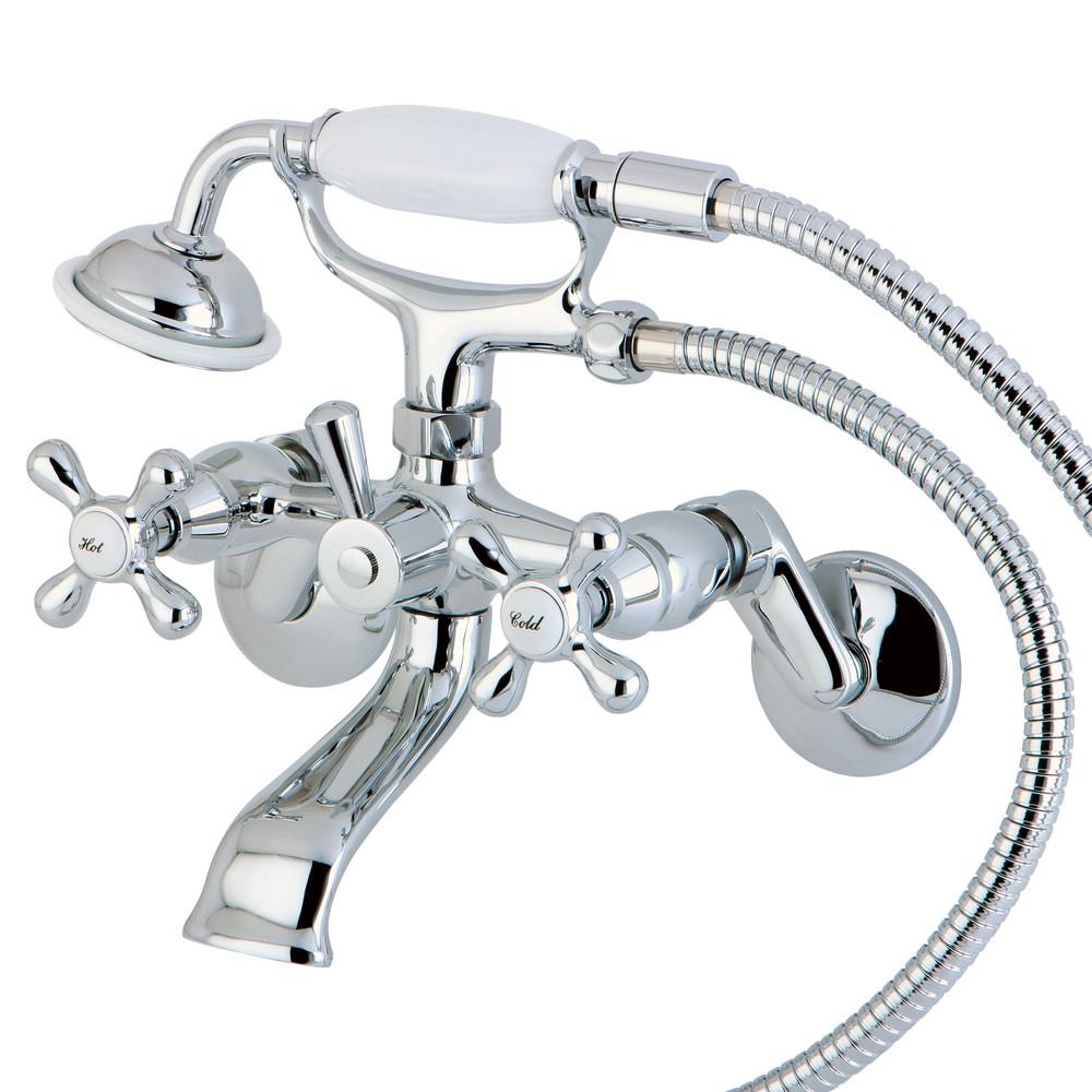 Kingston Brass Chrome Wall Mount Clawfoot Tub Faucet w Hand Shower KS266C