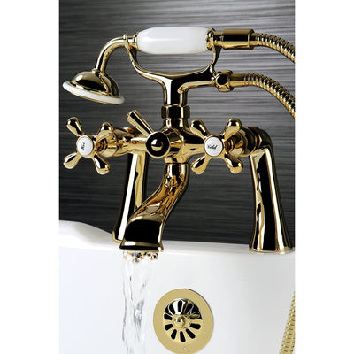 Kingston Polished Brass Deck Mount Clawfoot Tub Faucet w Hand Shower KS268PB