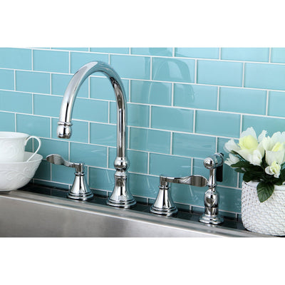 Kingston Chrome NuFrench 8" deck mount kitchen faucet with spray KS2791DFLBS
