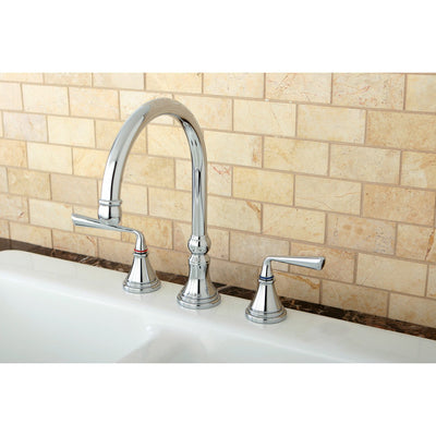 Kingston Silver Sage Chrome Widespread Kitchen Faucet Without Sprayer KS2791ZLLS