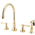 Kingston Polished Brass 8" Deck Mount Kitchen Faucet w Brass Sprayer KS2792TLBS