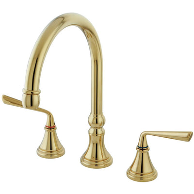 Kingston Polished Brass Widespread Kitchen Faucet Without Sprayer KS2792ZLLS
