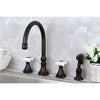 Kingston Oil Rubbed Bronze 8" Deck Mount Kitchen Faucet w Sprayer KS2795PXBS
