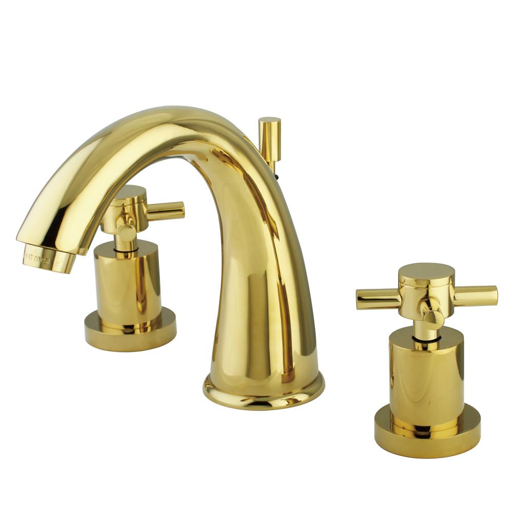 Polished Brass Two Handle Widespread Bathroom Faucet w/ Brass Pop-Up KS2962DX