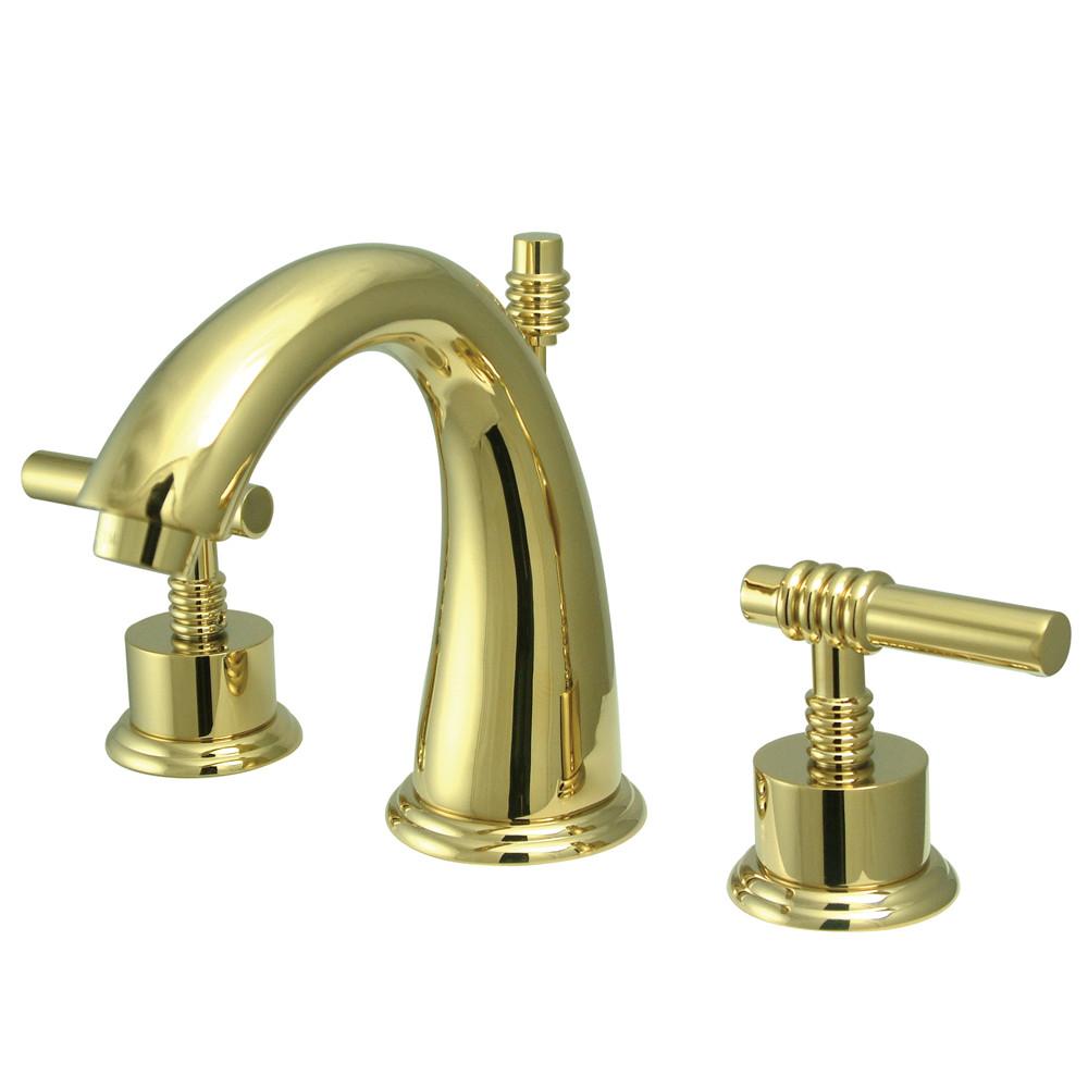 Kingston Polished Brass 2 Handle Widespread Bathroom Faucet w Pop-up KS2962ML