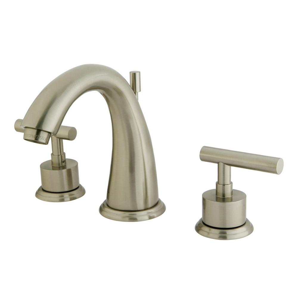 Kingston Satin Nickel Manhattan widespread Bathroom faucet w drain KS2968CML