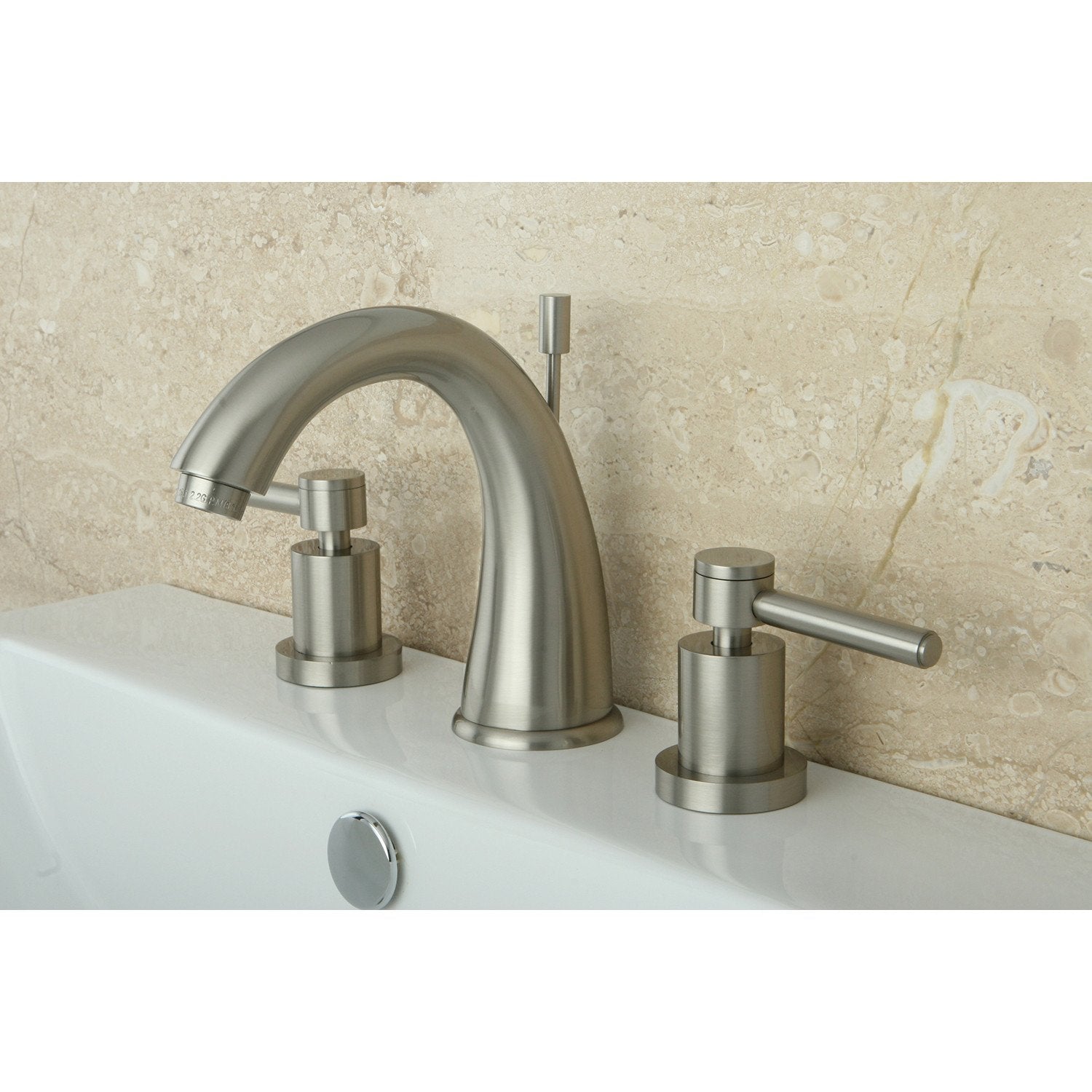 Satin Nickel Two Handle Widespread Bathroom Faucet w/ Brass Pop-Up KS2968DL