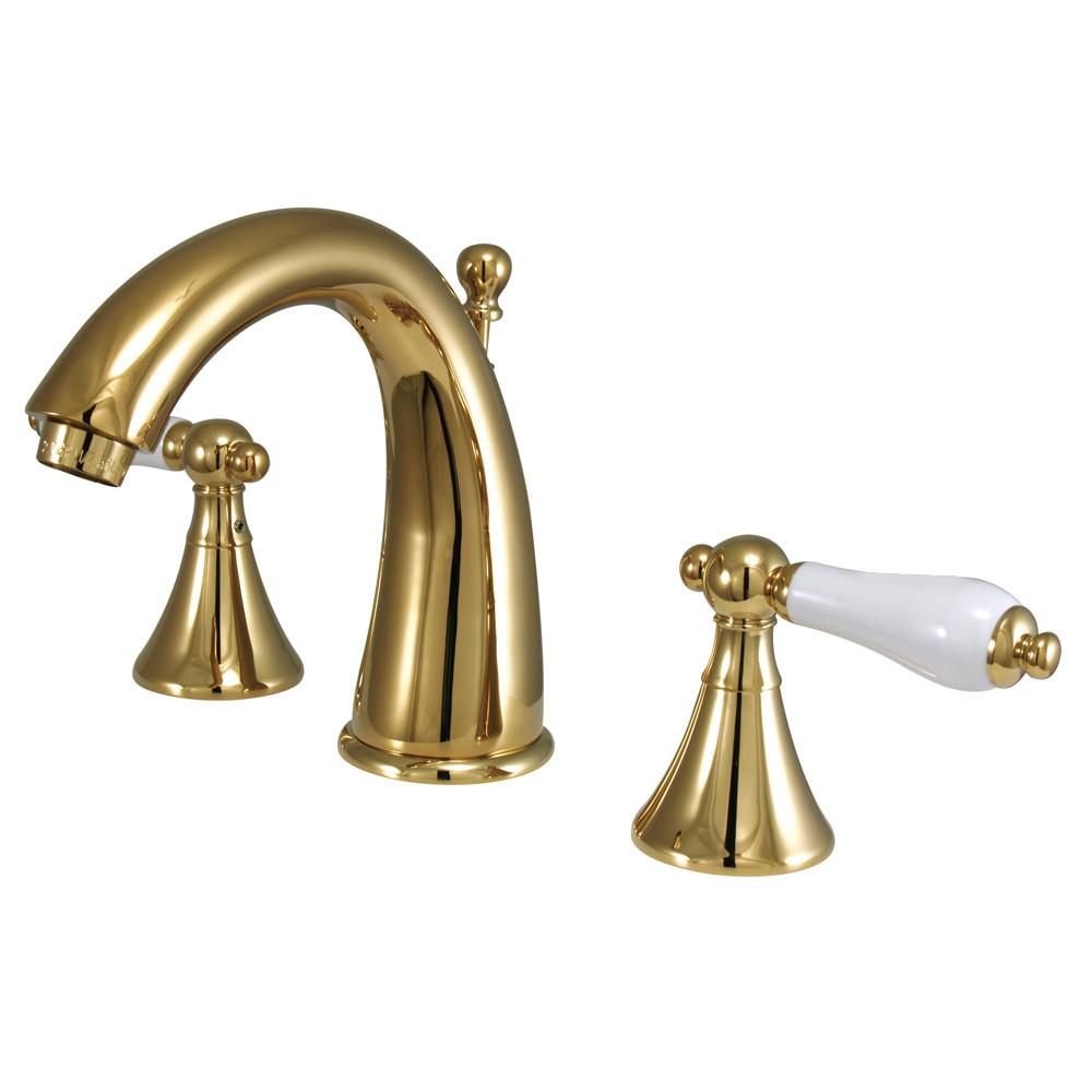 Kingston Polished Brass 2 Handle Widespread Bathroom Faucet w Pop-up KS2972PL