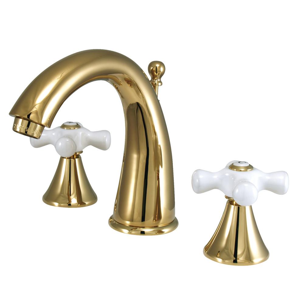 Kingston Polished Brass 2 Handle Widespread Bathroom Faucet w Pop-up KS2972PX