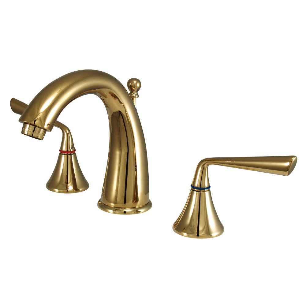 Kingston Silver Sage Polished Brass Widespread Bathroom Faucet W Drain KS2972ZL
